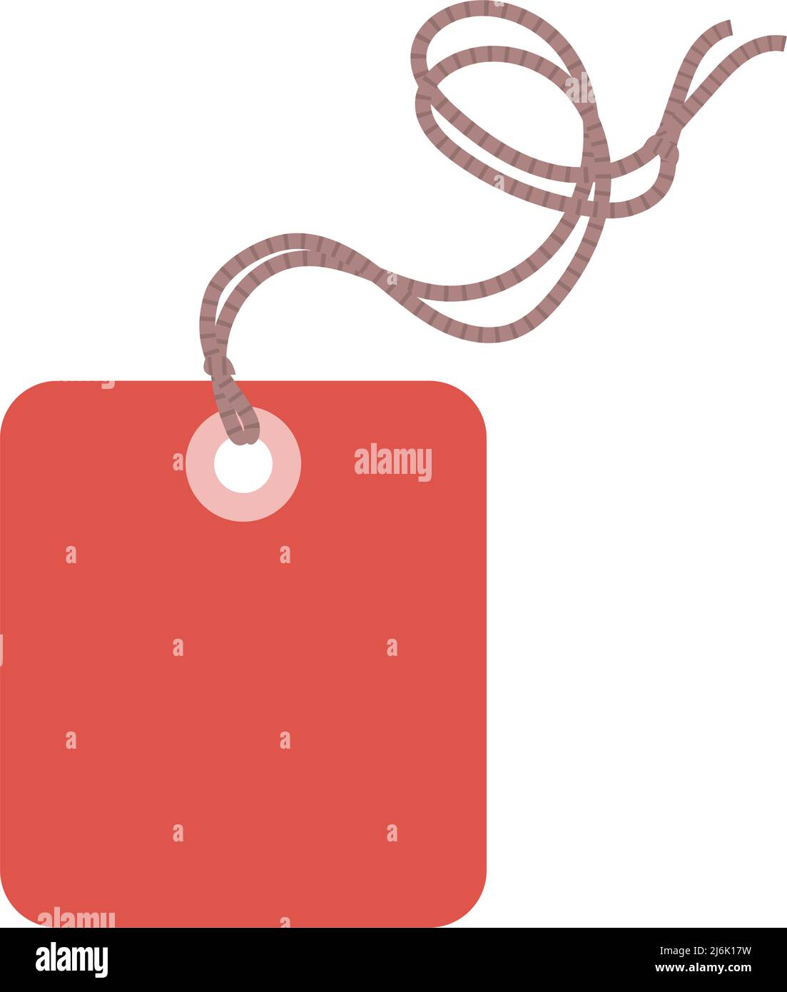 Tag rosso prezzo vuoto sulla stringa. Conservare l'etichetta del prodotto e dei vestiti. Sconto, vendita, acquisto. Illustrazione grafica vettoriale isolata su sfondo bianco Illustrazione Vettoriale