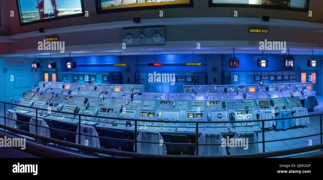 Il Centro di controllo del lancio per le missioni Apollo Foto Stock