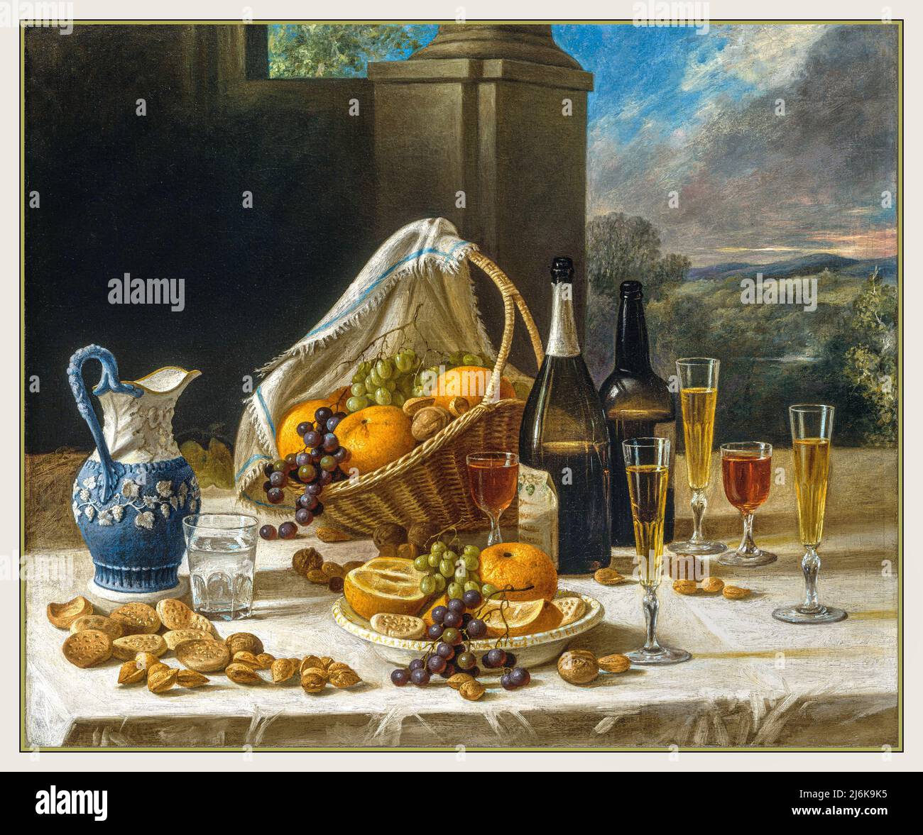 'Luncheon' di John F Francis Still Life pittura Still Life circa 1860 olio su tela di John F Francis Foto Stock