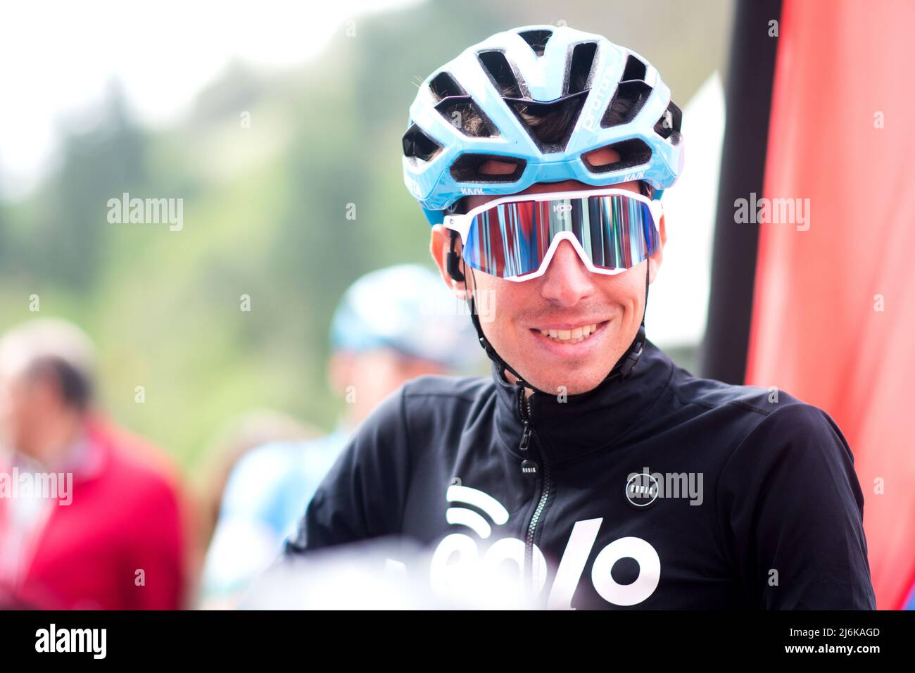 Narcea, Spagna. 1st maggio 2022. Lorenzo fortunato (Eolo - Kometa Cycling Team) dopo lo start della 3rd tappa della gara ciclistica 'Vuelta a Asturias' Foto Stock