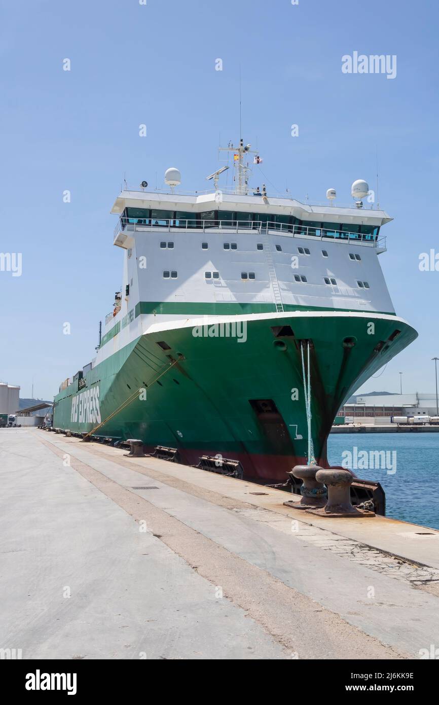 ALGECIRAS, SPAGNA; MAY/01/2022; FRS EXPRESS Ship ormeggiato al porto di Algeciras. Foto Stock