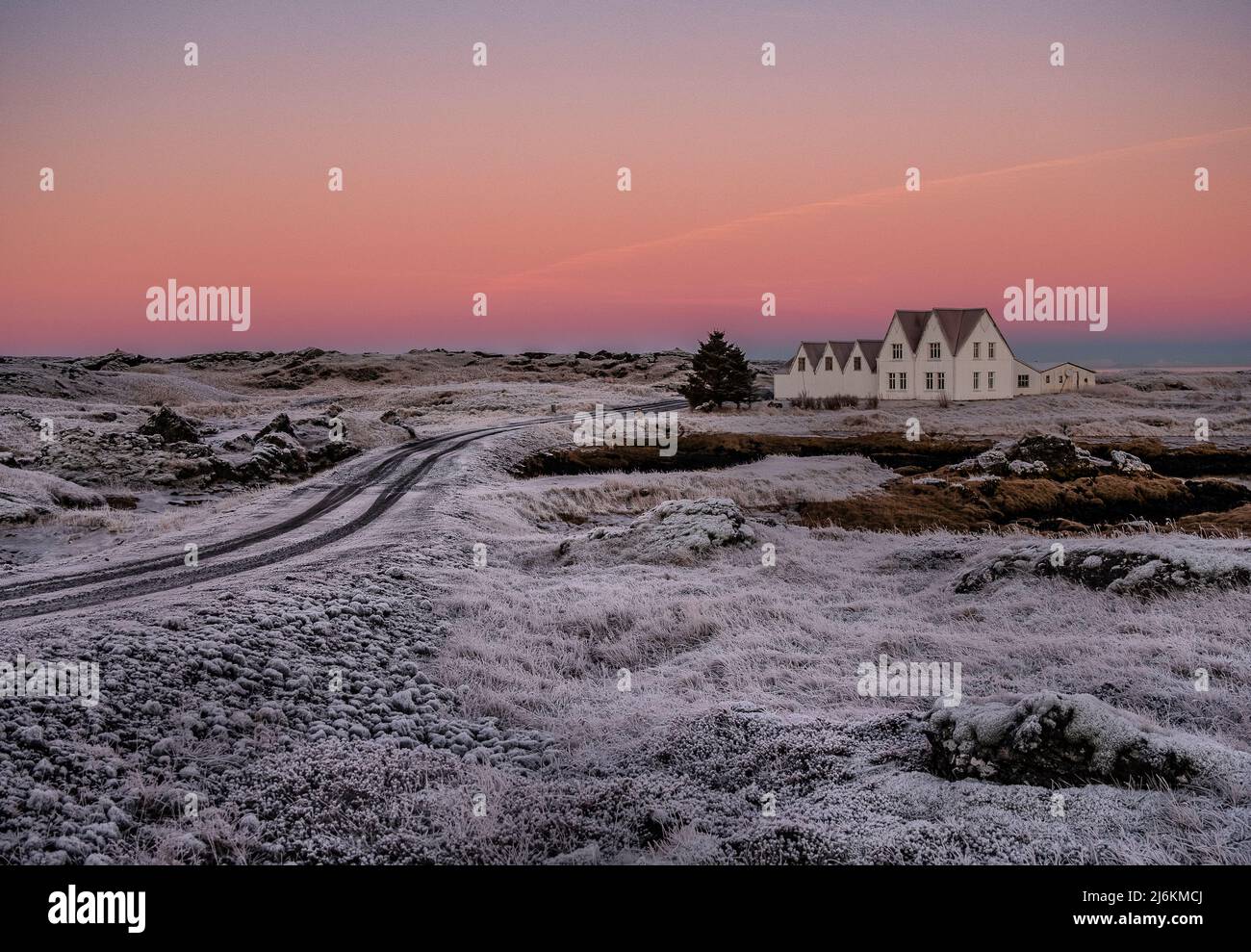 Altes Gehöft Straumur bei Hafnarfjörður, isola - vecchia casa 'Traumur' vicino a Hafnarfjörður, Islanda Foto Stock