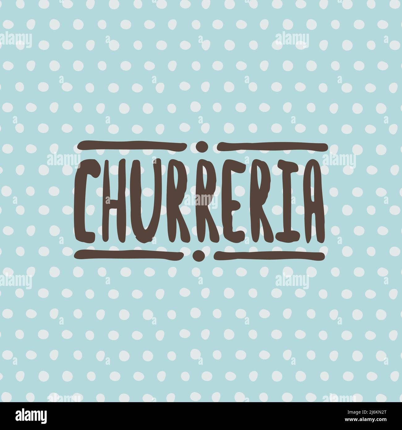 Logo per la churreria. Testo scritto a mano vettoriale su sfondo. Illustrazione Vettoriale