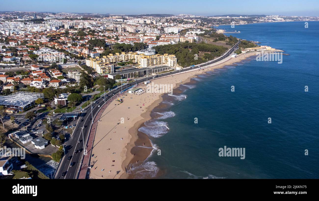 Praia de Santo Amaro de Oeiras, Oeiras, Lisbona, Portogallo Foto Stock