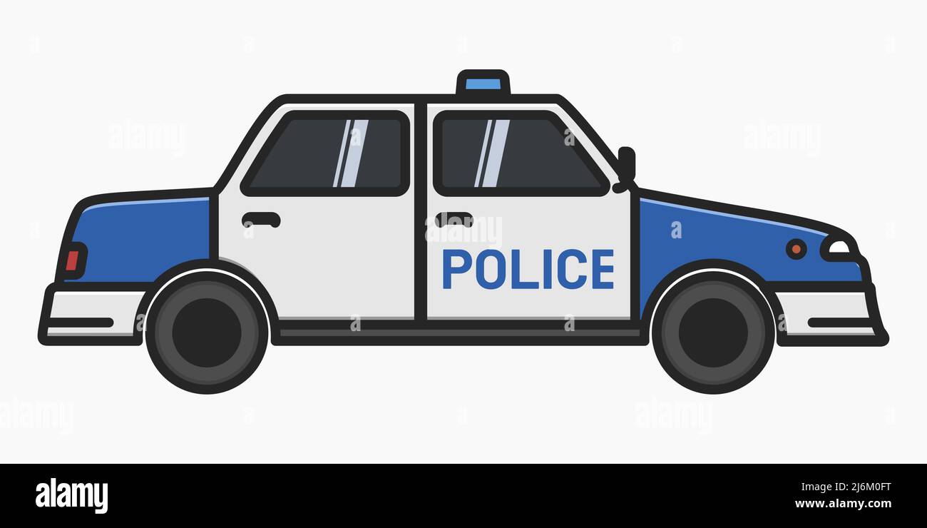 polizia auto vista laterale cartoon design vettoriale illustrazione piatta Illustrazione Vettoriale
