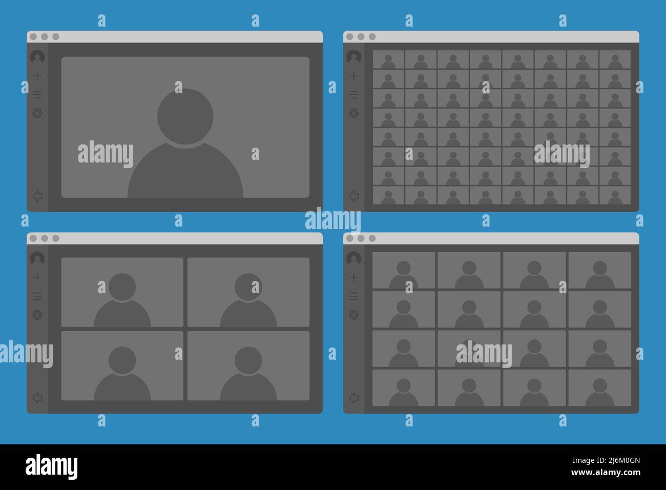 interfaccia desktop finestra di videoconferenza chiamata isolata semplice ui vettore illustrazione piatta Illustrazione Vettoriale