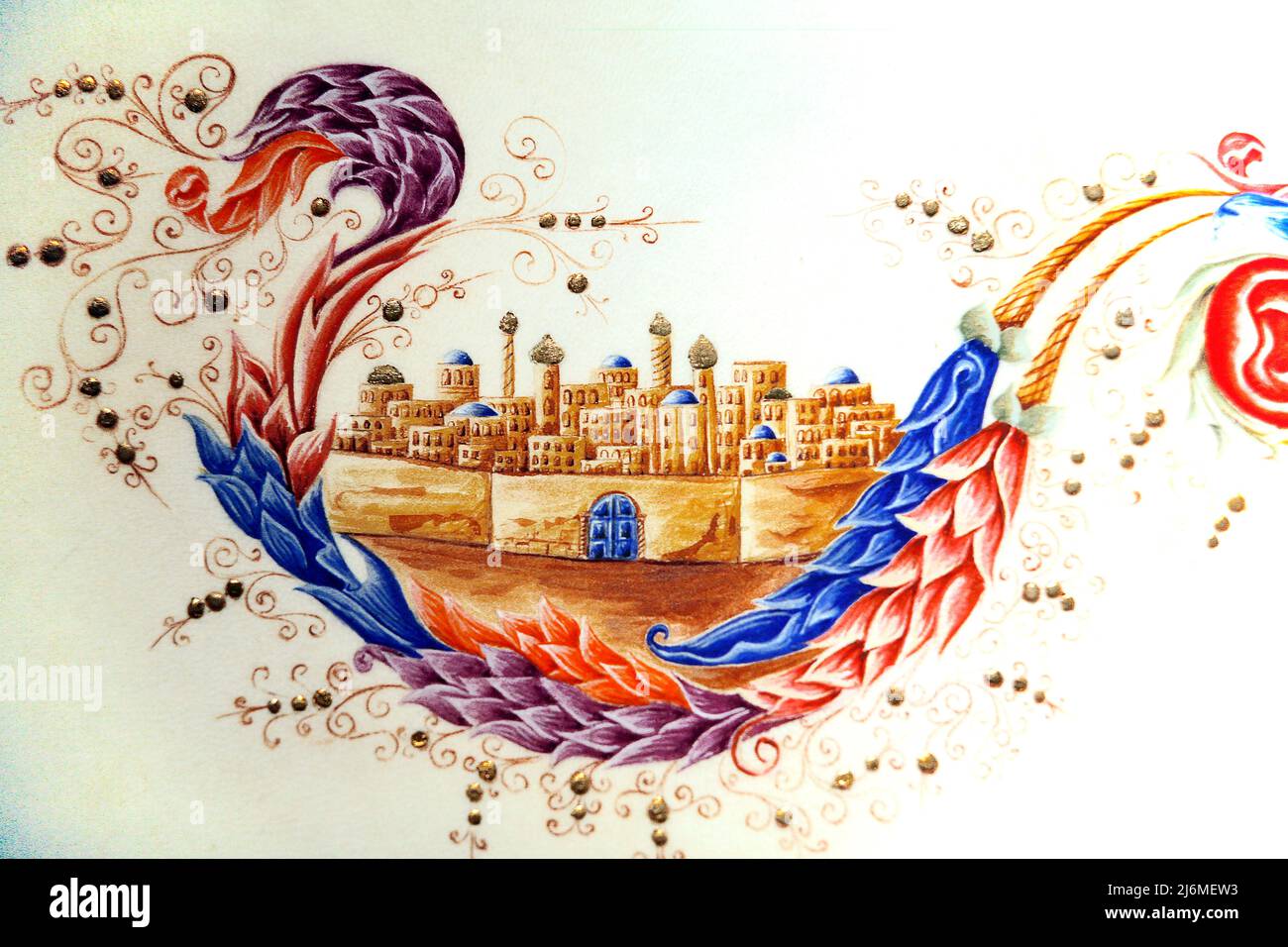 Italia Emilia Romagna Bertinoro: Museo interconfessionale: Shemà Israele o Ascolta Israele: Tempera delle uova in pergamena: Siena 2004 Foto Stock