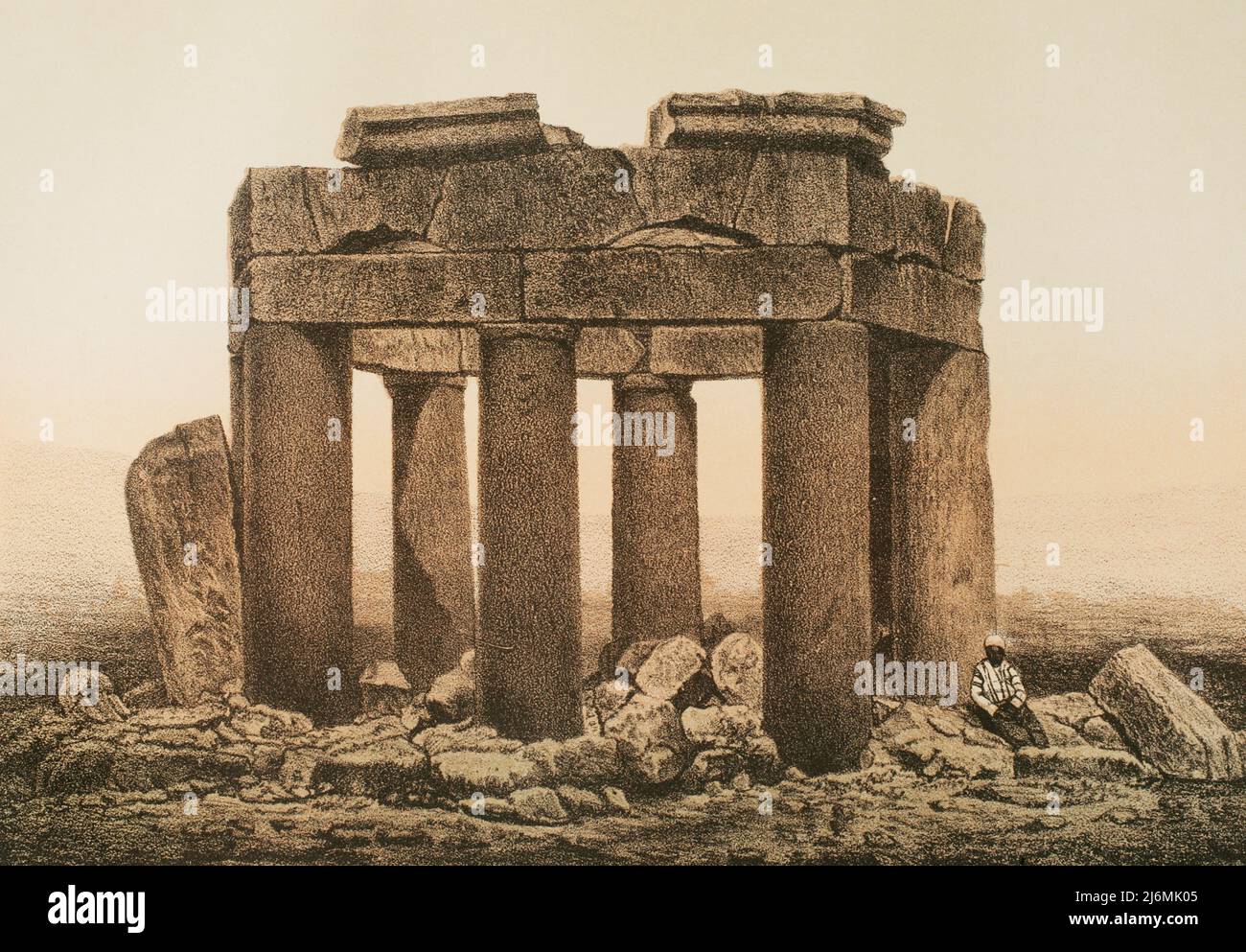Libano. Tomba di Baalbek. Chromolithography. 'Viaje a Oriente', 1882. Foto Stock