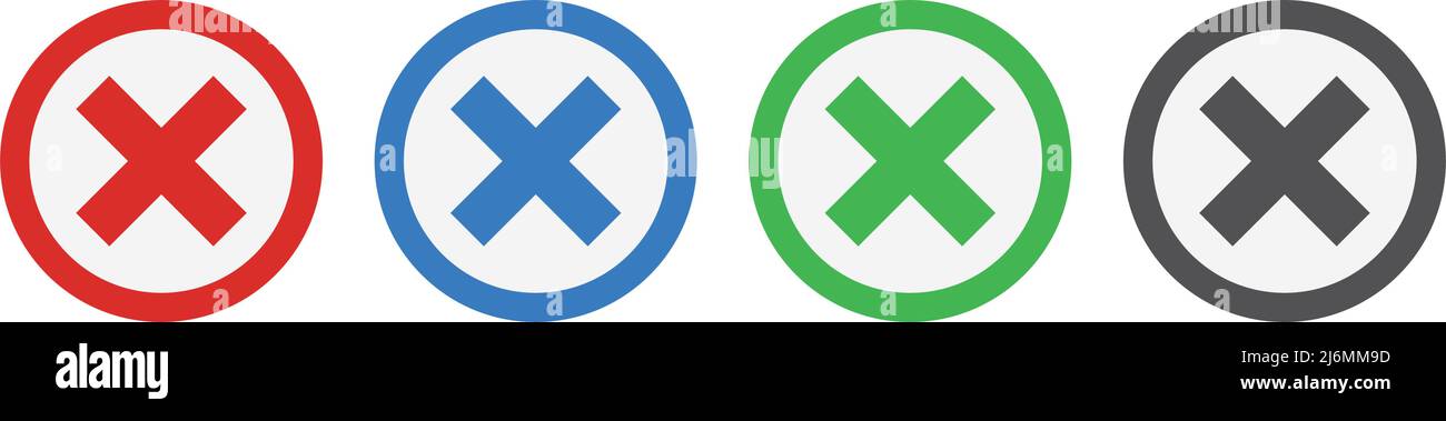 Set di icone con contrassegno a croce. Vettori di delezione e divieto. Vettore modificabile. Illustrazione Vettoriale