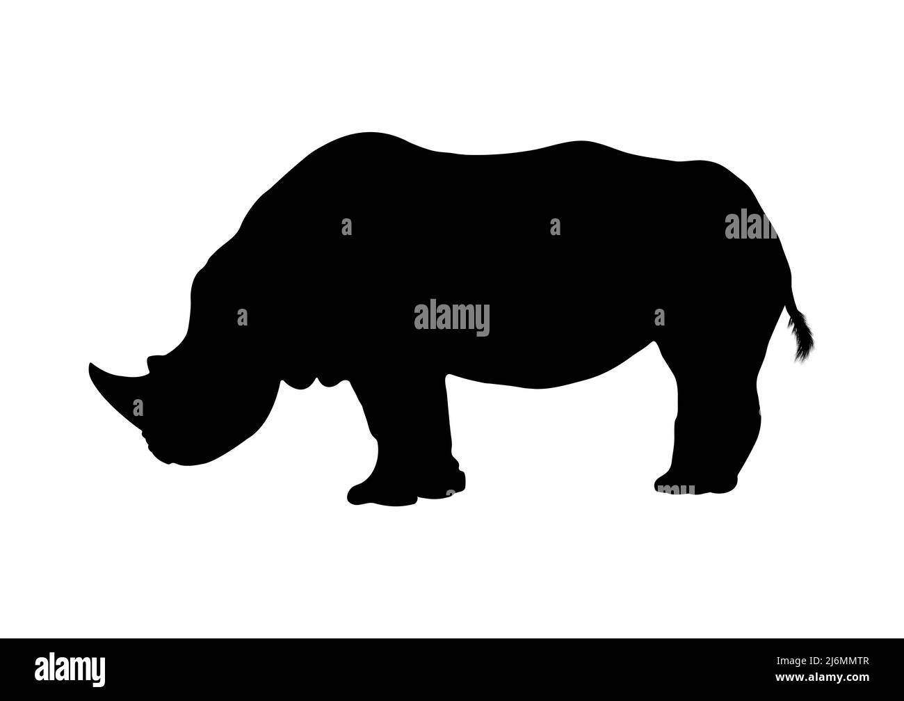Grafica disegno Silhouette di un vettore rhino illustrazione isolato sfondo bianco Illustrazione Vettoriale
