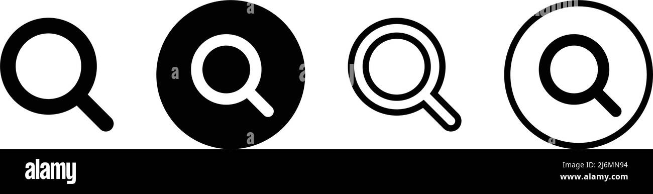 Set di icone per silhouette con lente di ingrandimento. Vettore modificabile. Illustrazione Vettoriale