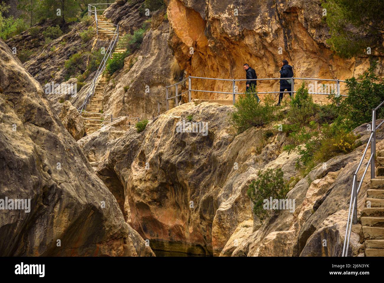 Estret de la Fontcalda Gola e il fiume Canaletes (Terra alta, Tarragona, Catalogna, Spagna) ESP: Desfiladero de la Fontcalda y Río Canaletes Foto Stock