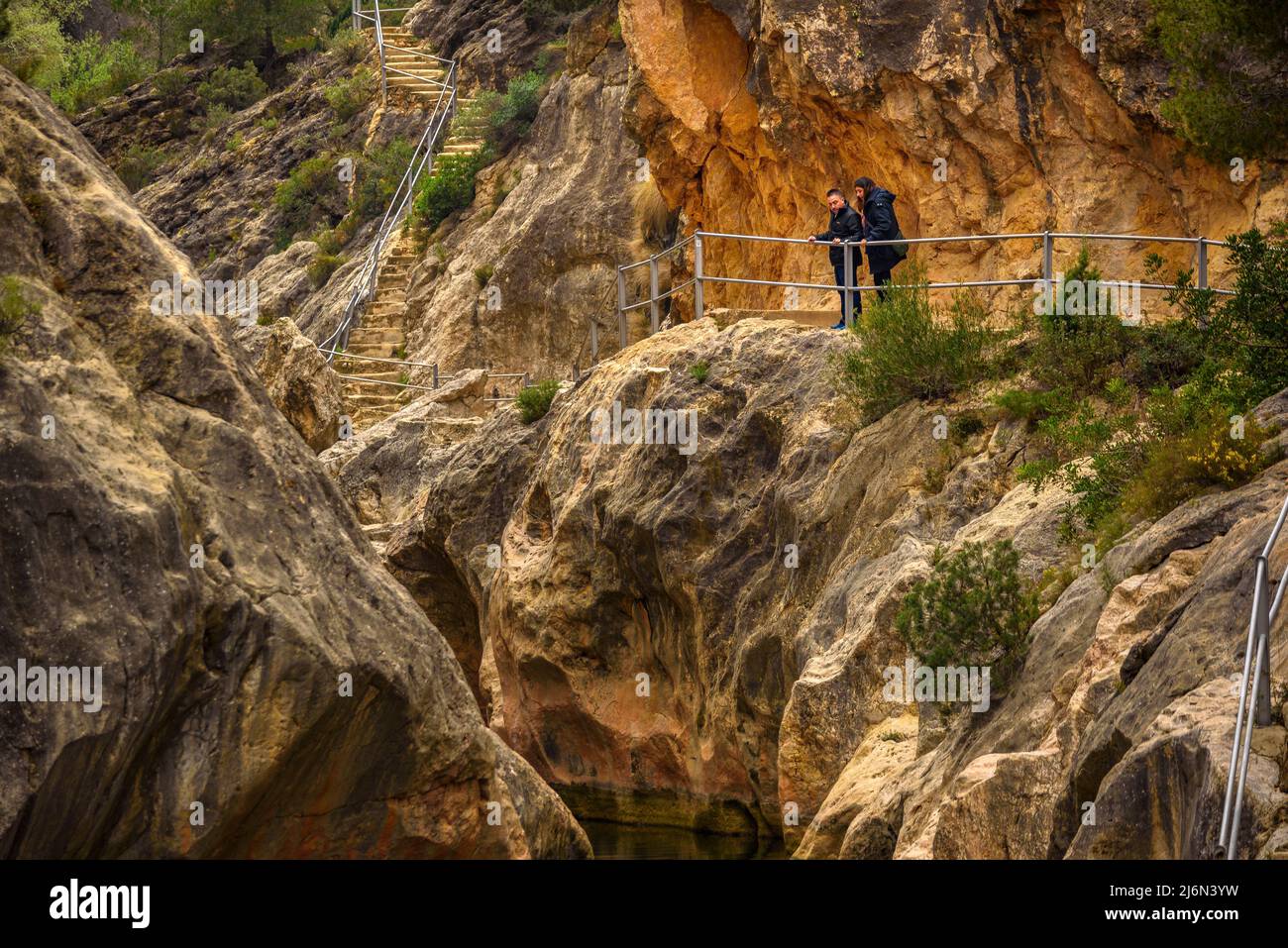 Estret de la Fontcalda Gola e il fiume Canaletes (Terra alta, Tarragona, Catalogna, Spagna) ESP: Desfiladero de la Fontcalda y Río Canaletes Foto Stock