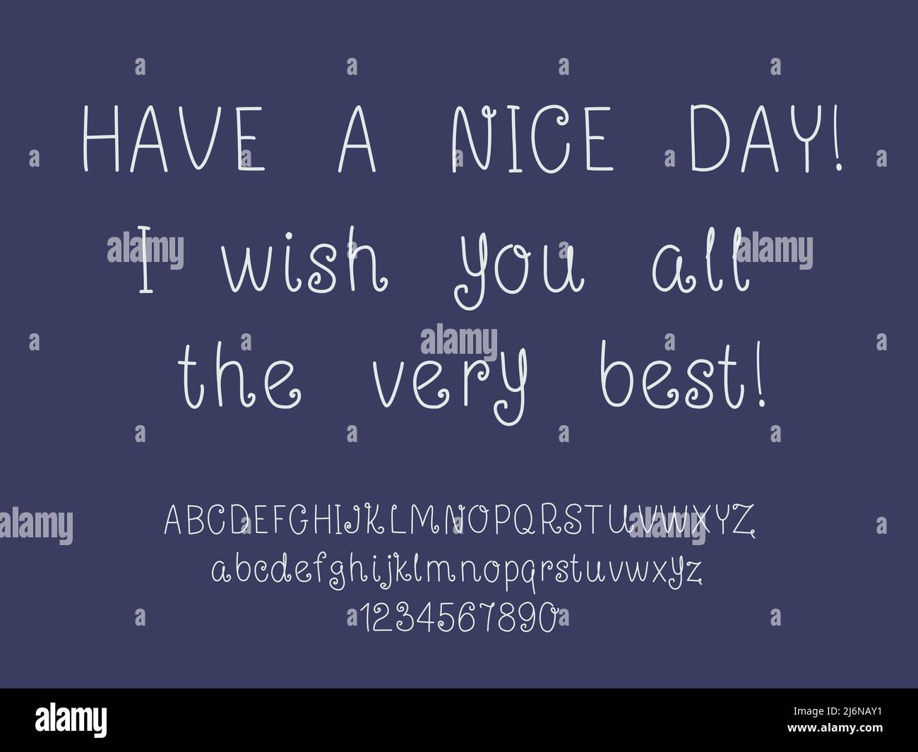 Semplice e carino alfabeto scritto a mano. Lettere maiuscole e minuscole e numeri. Vettore ABC latino. Per il tuo design. Illustrazione Vettoriale