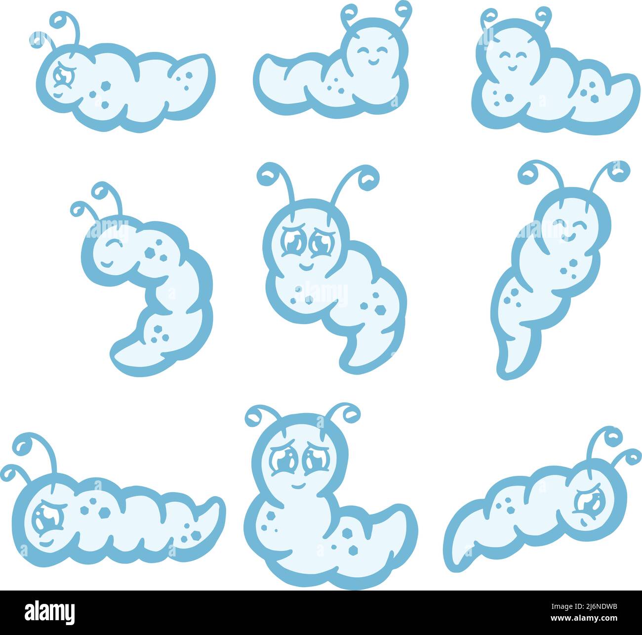 Illustrazione dei caratteri Cartoon del tipo Caterpillar Wiggly GRUB Illustrazione Vettoriale