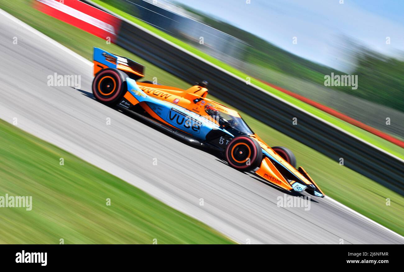 01 maggio 2022: Felix Rosenqvist guida la Arrow McLaren SP-Chevrolet a cinque giri durante l'Honda Indy Grand Prix dell'Alabama nella NTT IndyCar Series al Barber Motorsports Park di Leeds, al. Austin McAfee/CSM Foto Stock