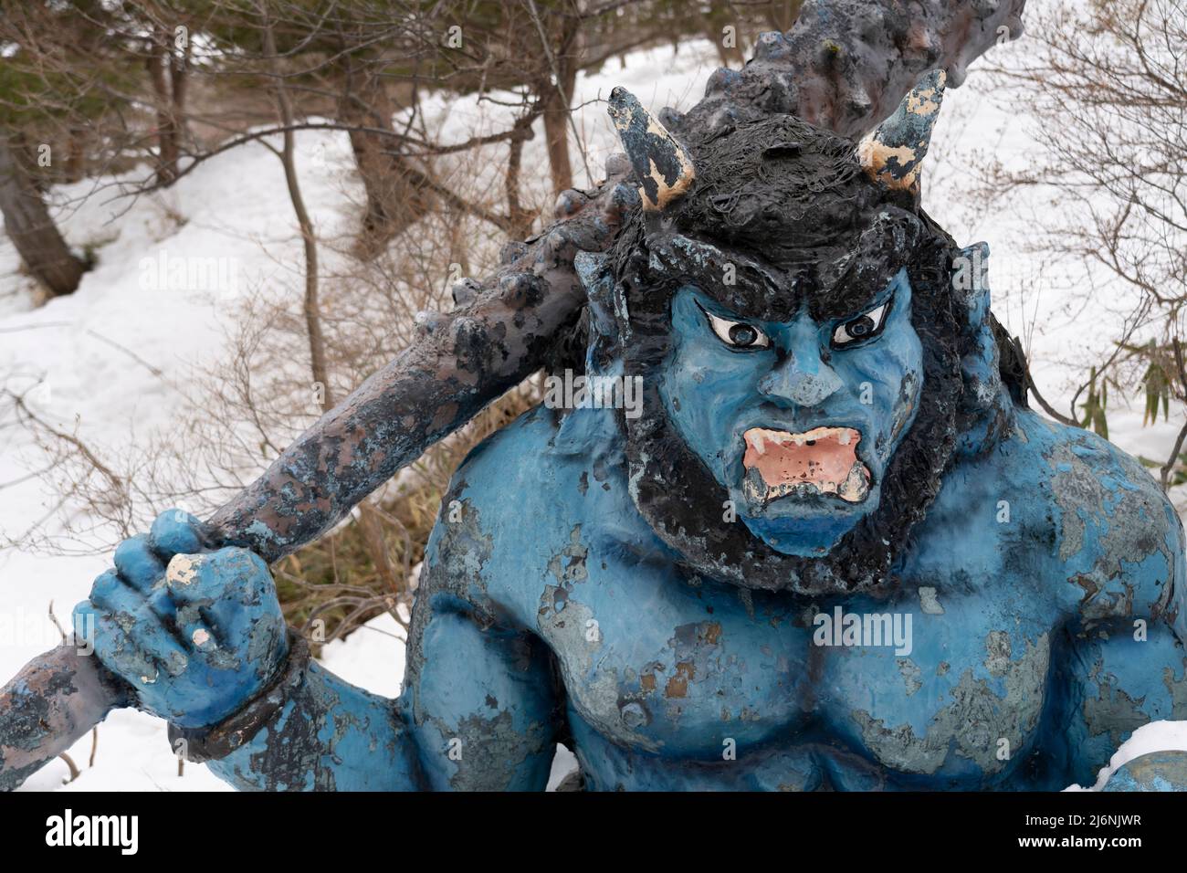 Statua di un demone 'oni' a Noboribetsu Onsen, Hokkaido, Giappone Foto Stock