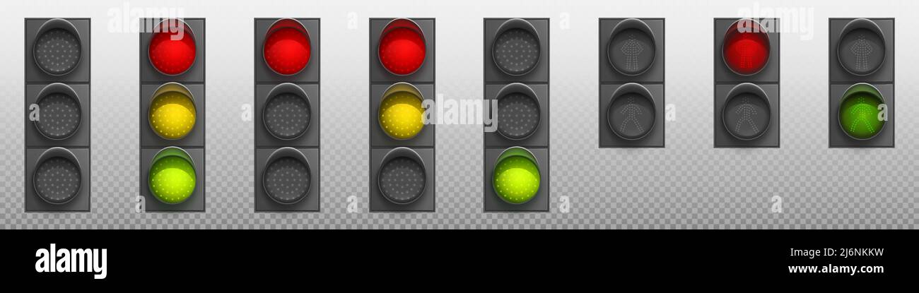 Semafori con luci a LED rosse, gialle e verdi. Semaforo stradale