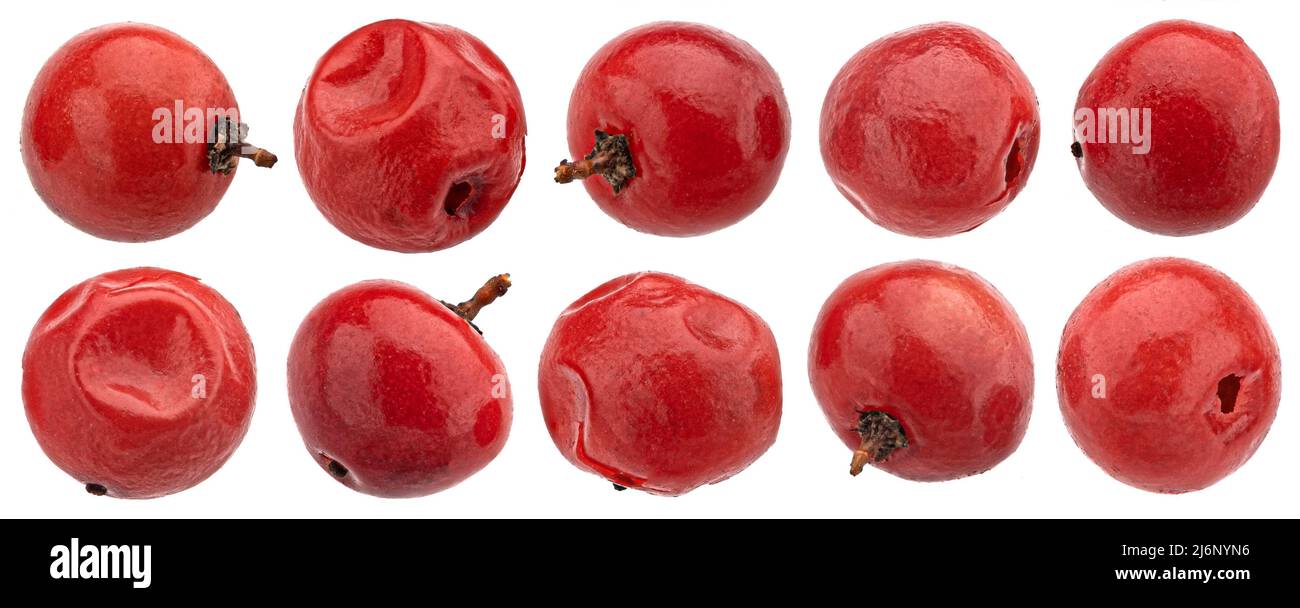 Pepe di mais rosso, pepe rosso isolato su bianco, profondità di campo completa Foto Stock