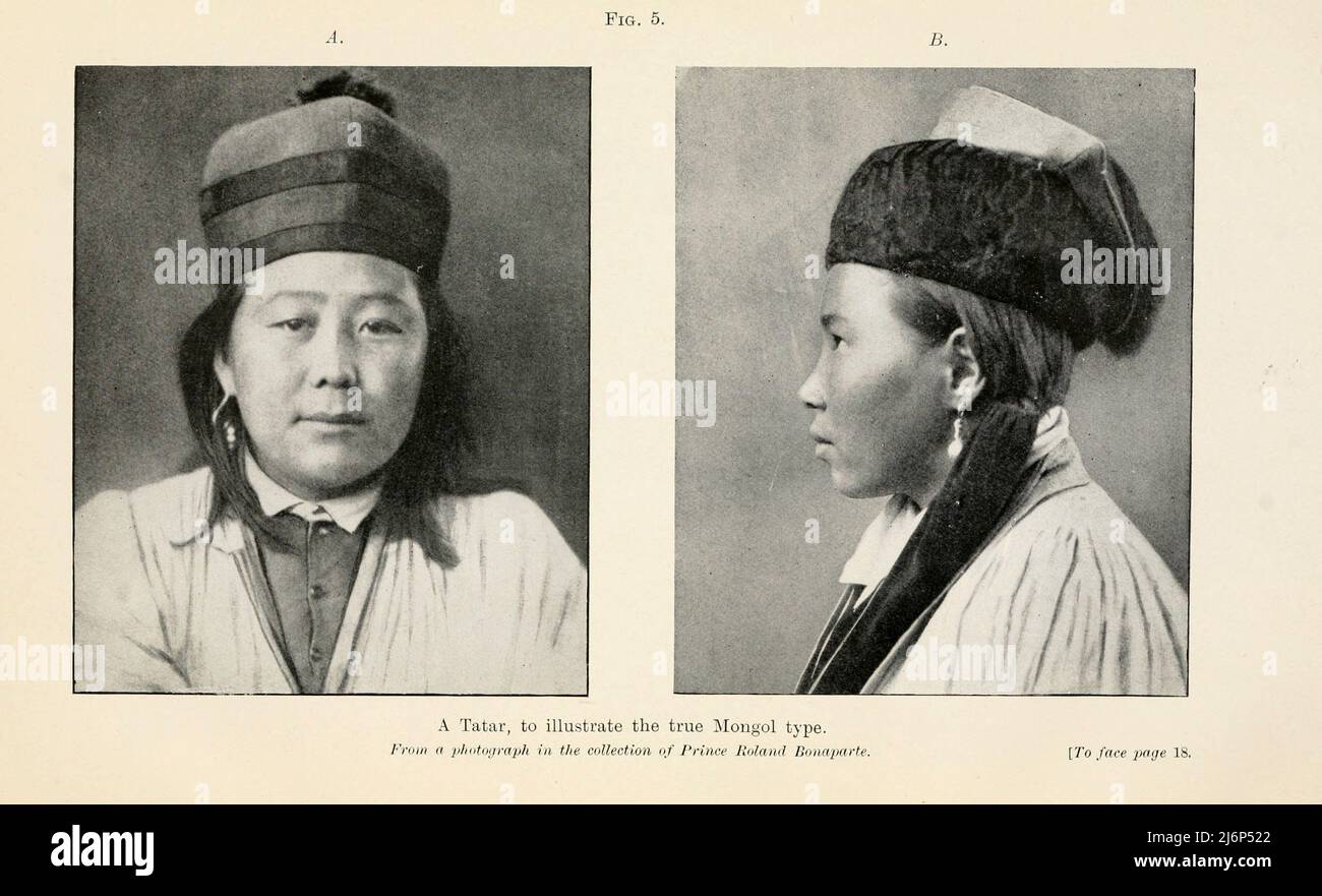 Un Tatar, per illustrare il vero tipo di Mongolo dal libro 'Guida agli esemplari che illustrano le razze dell'umanità (antropologia), esposti nel Dipartimento di Zoologia, British Museum (Natural History) ' di British Museum (Natural History). Dipartimento di Zoologia; Richard Lydekker, 1849-1915 Data di pubblicazione 1908 Foto Stock