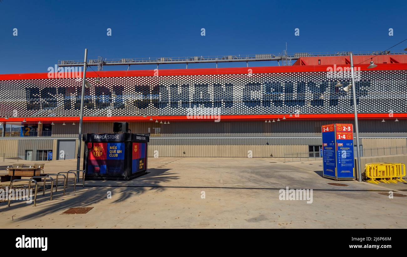 Esterno dello stadio Johan Cruyff nel campo di allenamento del FC Barcelona, a Sant Joan Despí (Baix Llobregat, Barcellona, Catalogna, Spagna) Foto Stock