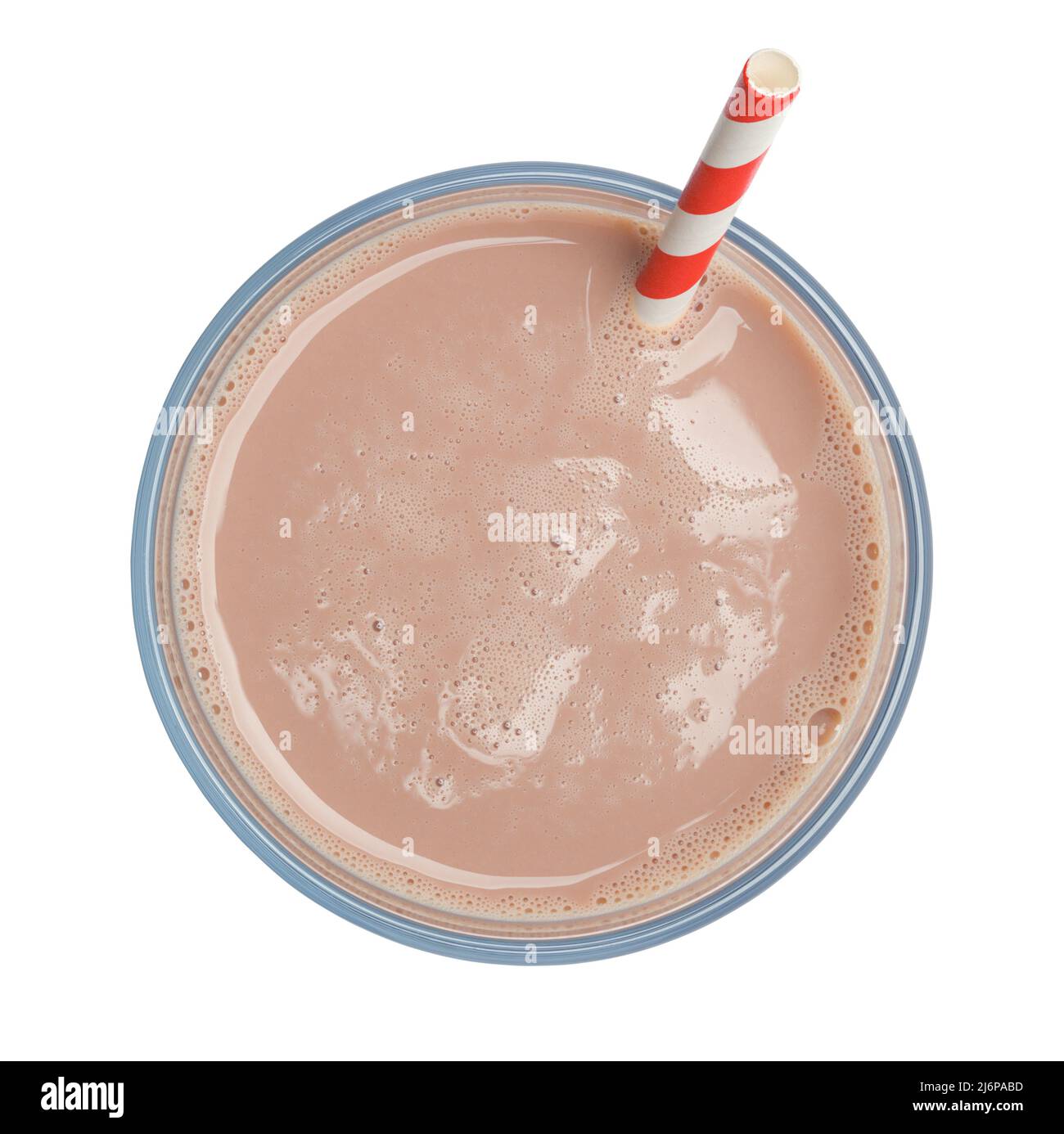 Bicchiere di latte al cioccolato con Straw Cut out. Foto Stock