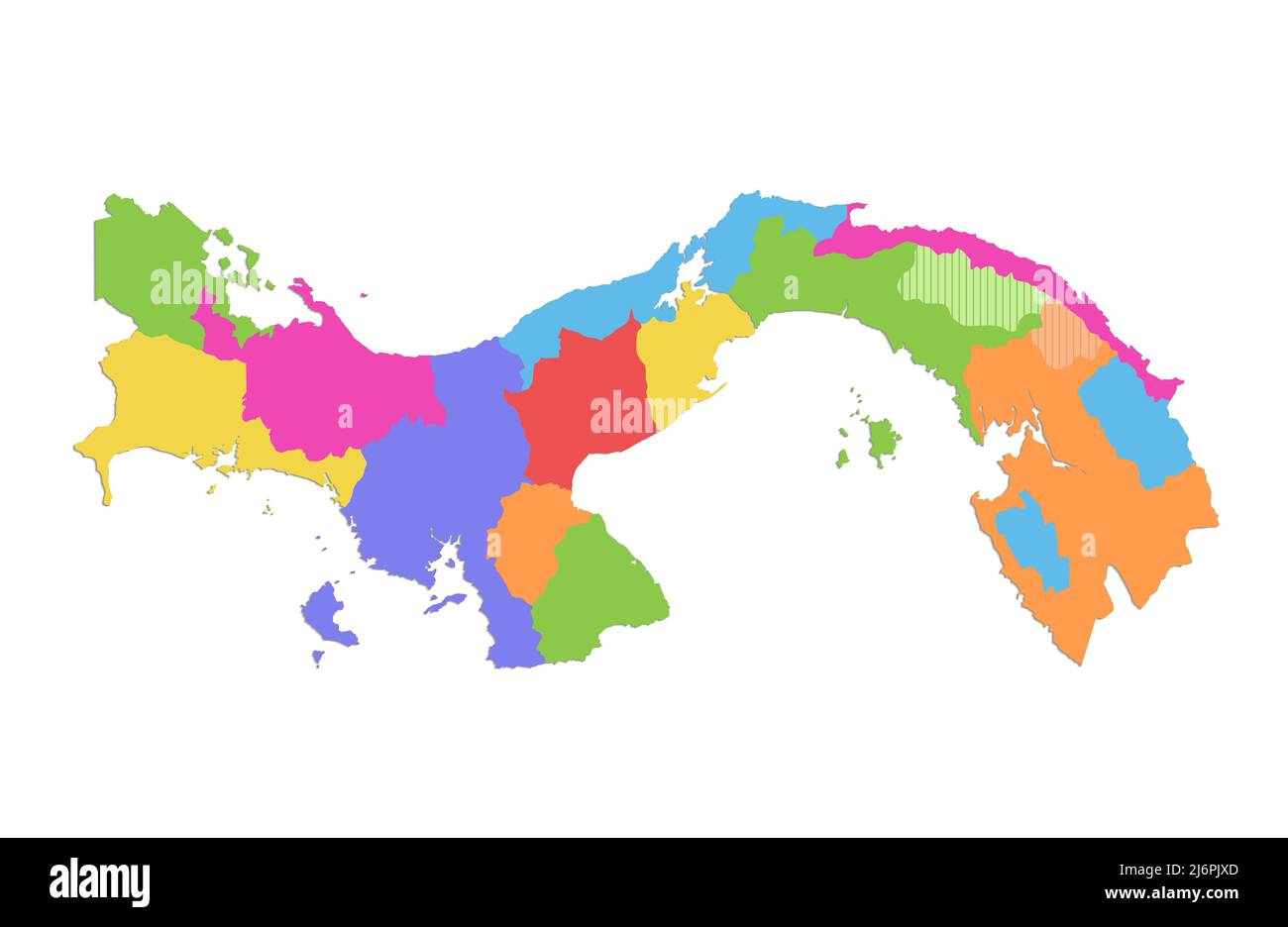 Mappa di Panama, divisione amministrativa, mappa dei colori isolata su sfondo bianco, vuota Foto Stock