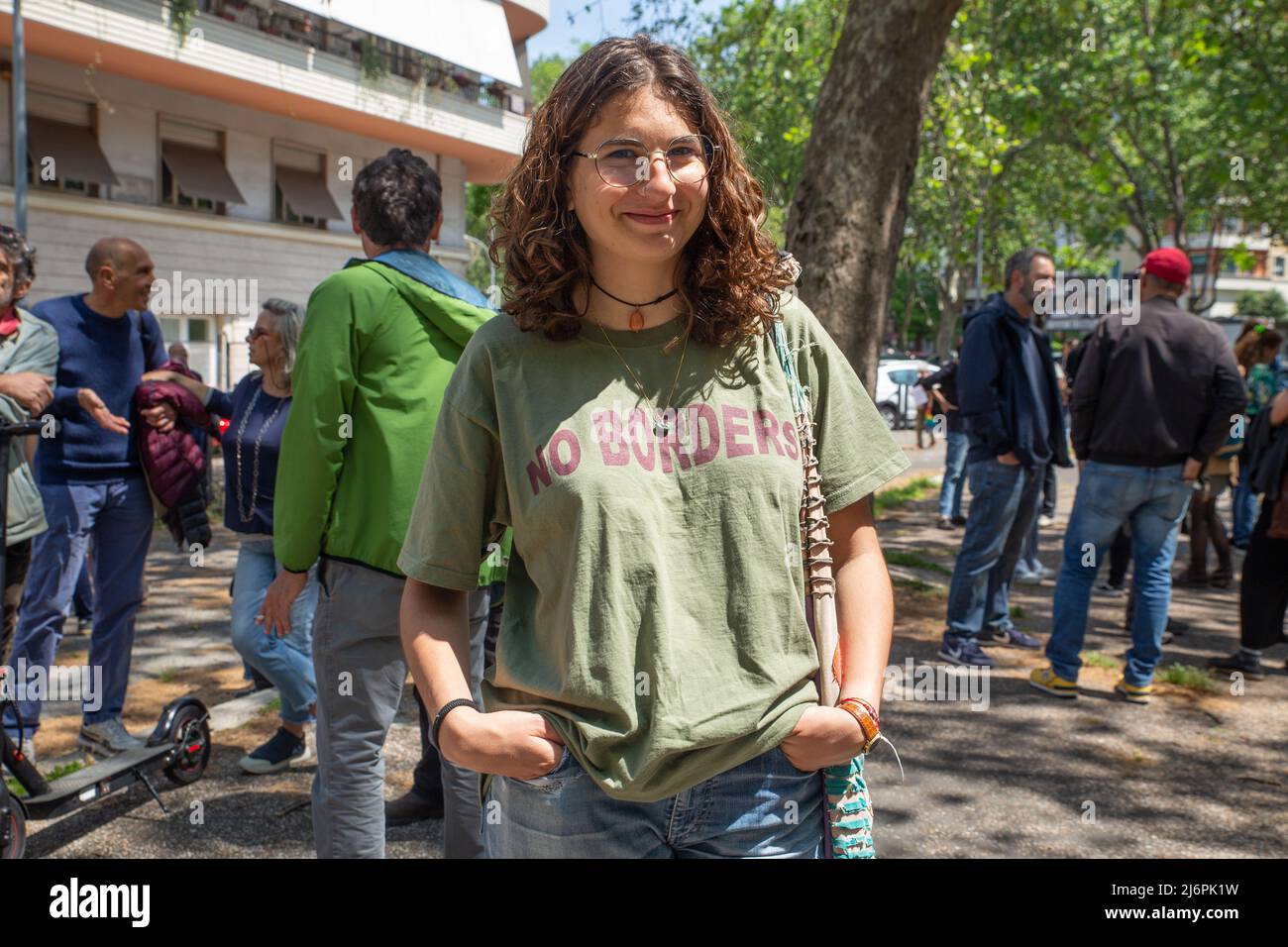 3 maggio 2022, Roma, Italia: Sit-in di solidarietà con Andrea Costa organizzato dai volontari dell'associazione Baobab Experience (Credit Image: © Matteo Nardone/Pacific Press via ZUMA Press Wire) Foto Stock