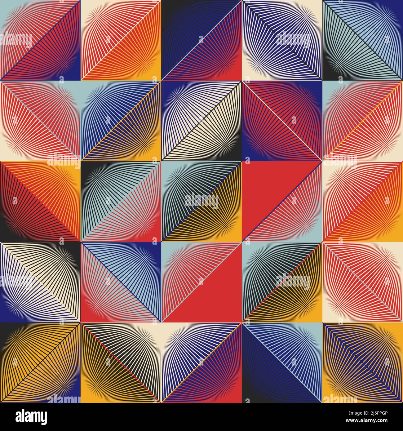 Grafica vettoriale astratta senza giunture realizzata con elementi e forme geometriche ripetitive. Grafica geometrica per poster, copertina, arte, presentazione Illustrazione Vettoriale