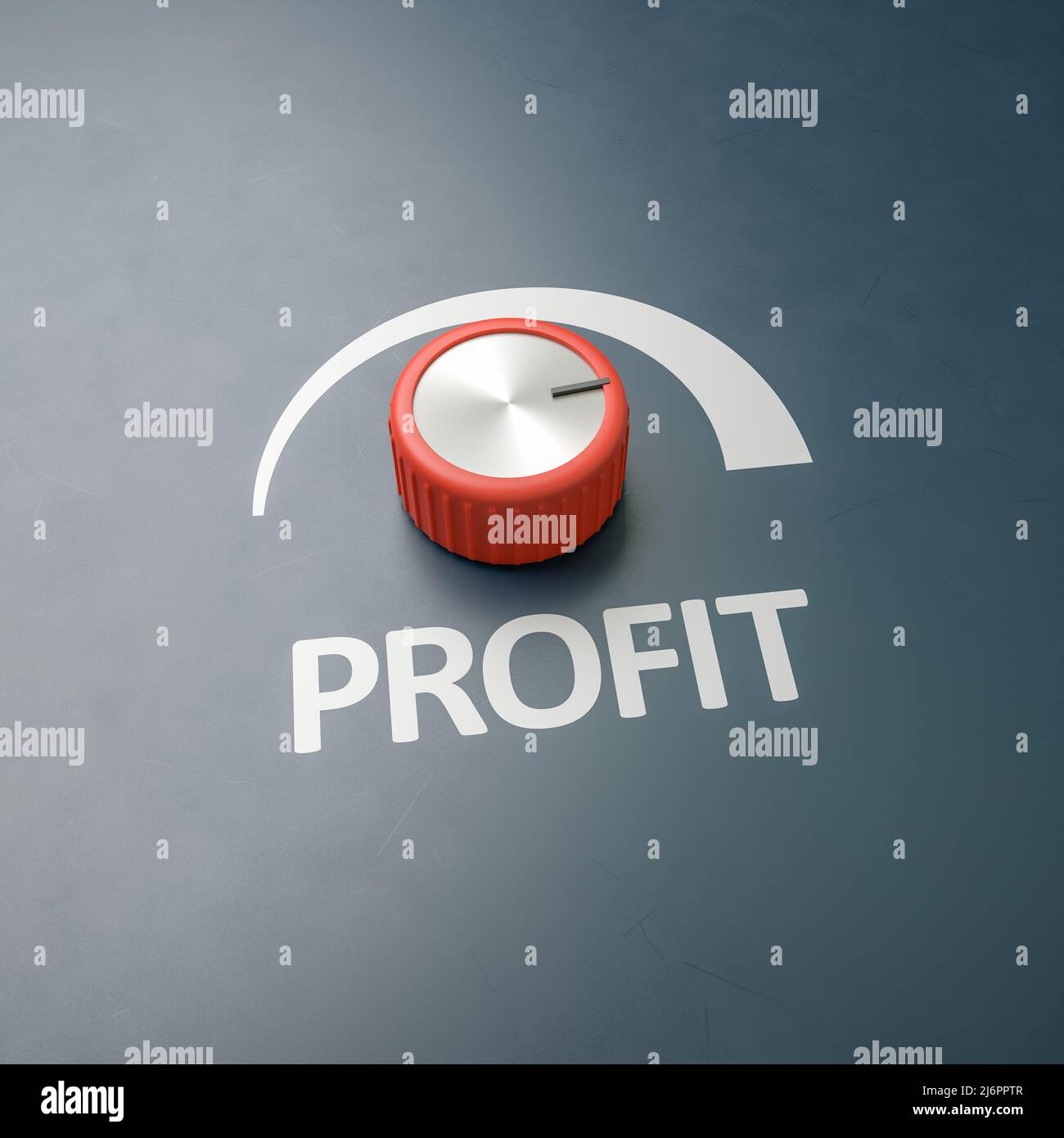 Red Knob acceso a pieno livello con la parola 'profitto' come etichetta - concetto per le misure per migliorare i profitti. Spazio di copia intorno per un ritaglio migliore Foto Stock