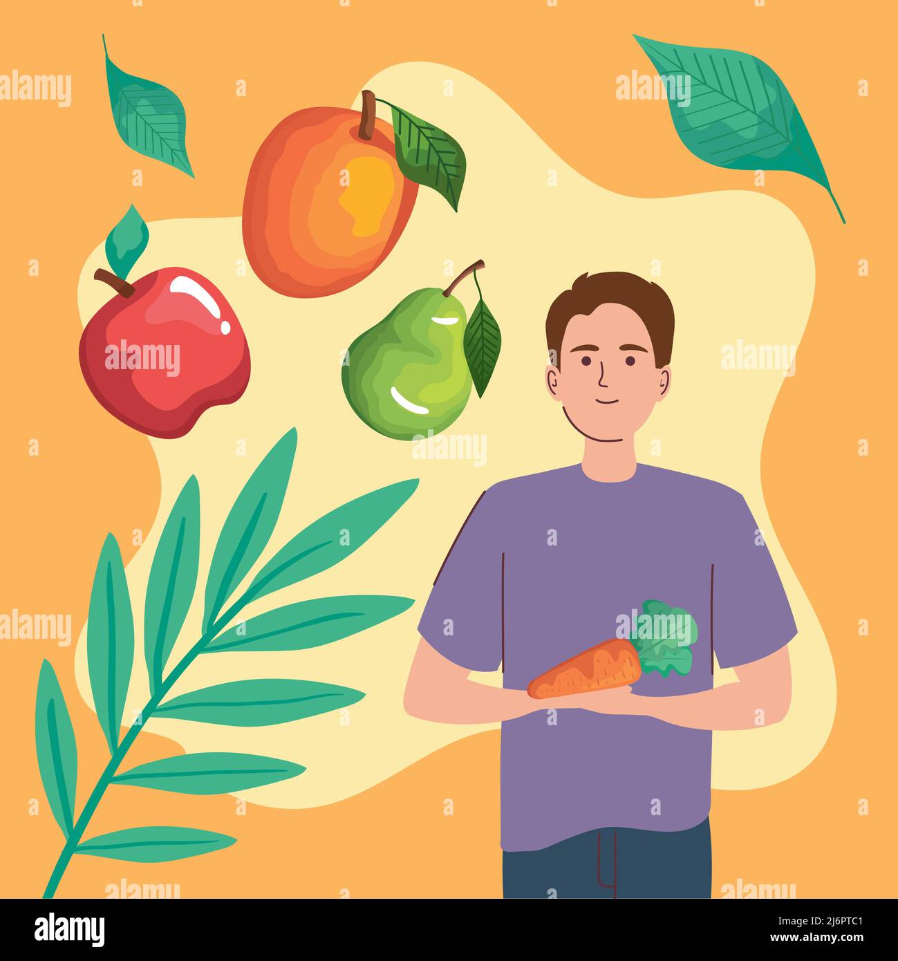 uomo con frutta e verdura Immagine e Vettoriale Alamy