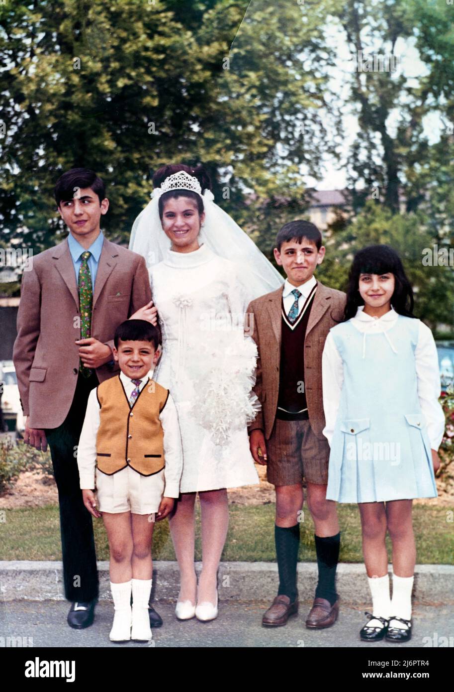 Italia matrimonio Italiano del 60s - Foto di gruppo dei Fratelli Foto Stock