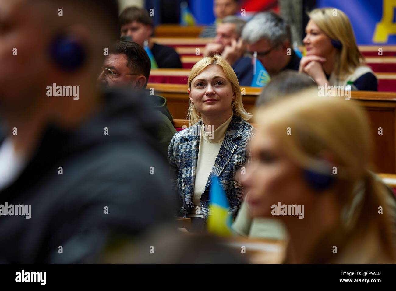 Il Presidente dell'Ucraina Volodymyr Zelensky parla nella Verkhovna Rada Ucraina. FOTO: Ufficio presidenziale Ucraina Foto Stock
