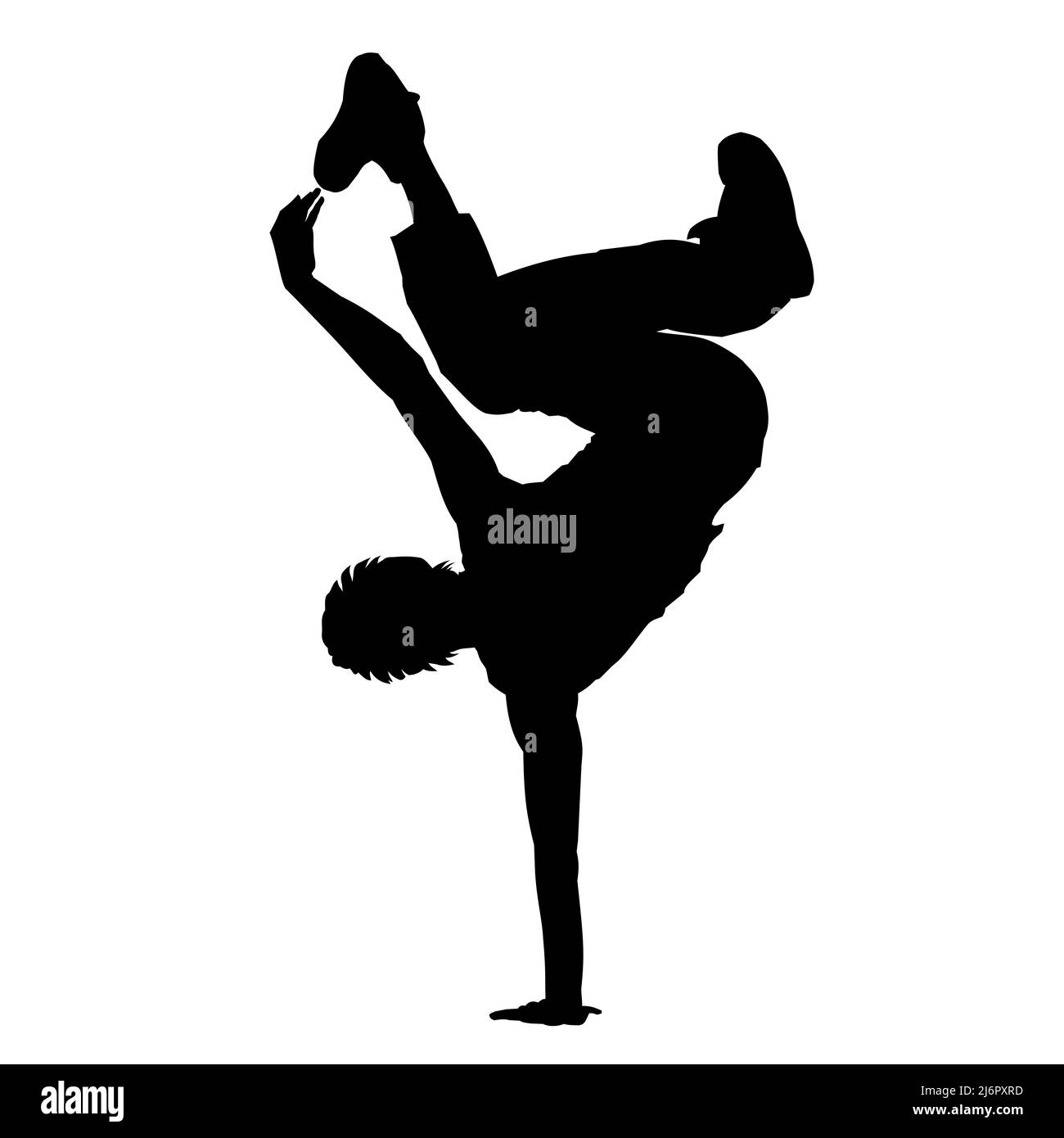 grafica black silhouette of a dancing man on a white background, grafica frame Foto Stock