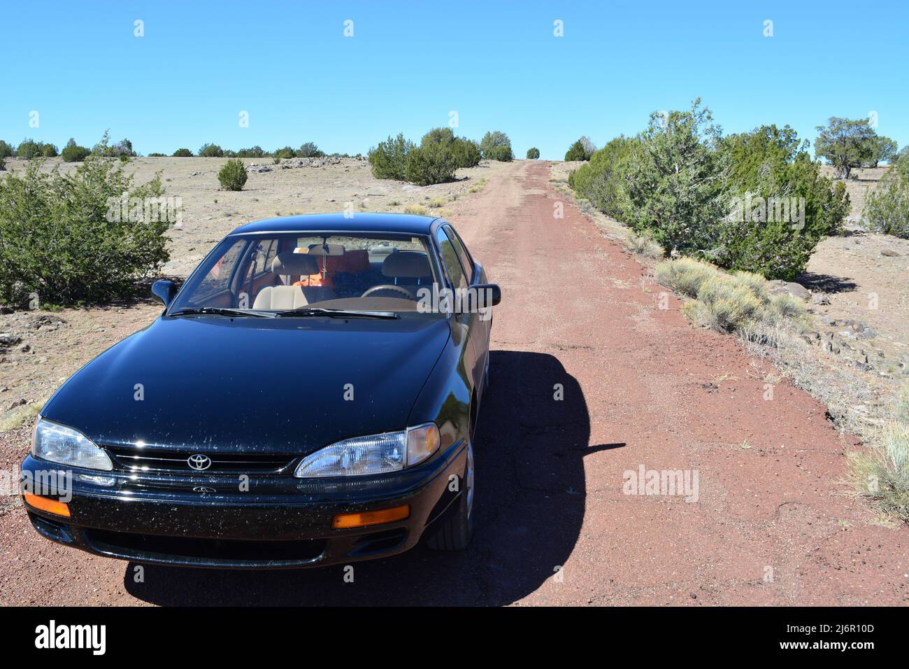 La vecchia strada abbandonata sulla Route 66 in Arizona Foto Stock