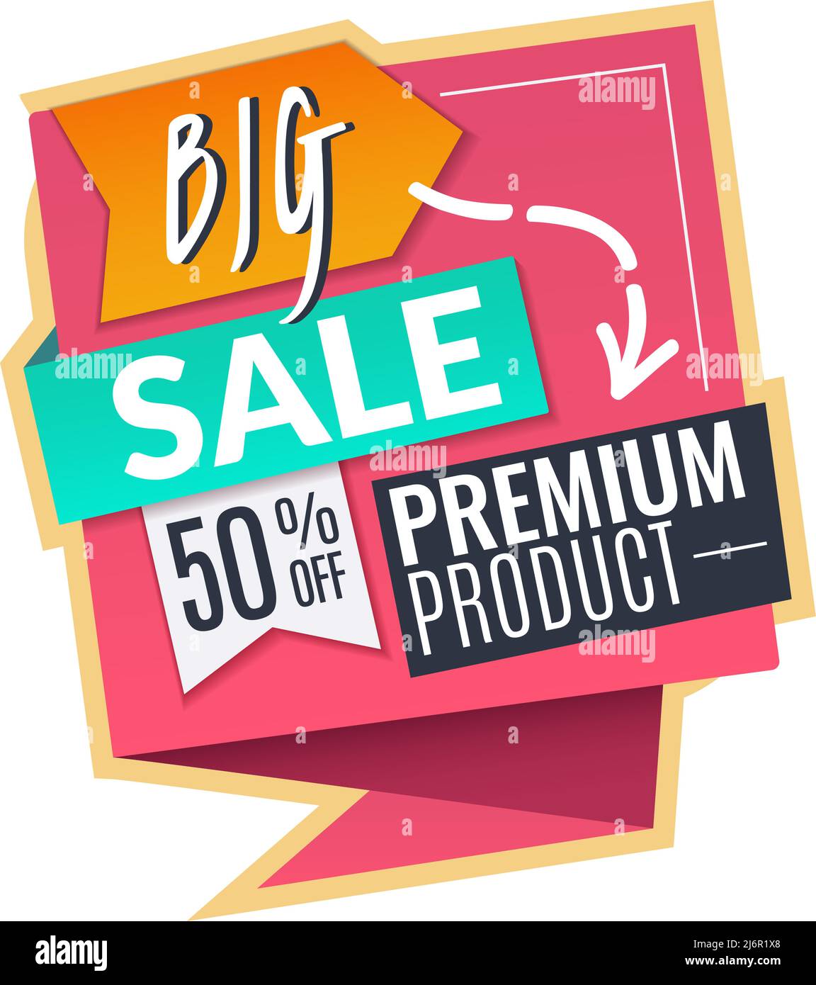 Adesivo grande vendita. Etichetta promozionale per prodotti premium Illustrazione Vettoriale