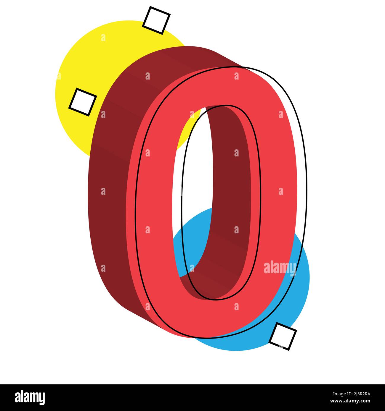 3d numero rosso 0. illustrazione vettoriale. eps 10 Illustrazione Vettoriale