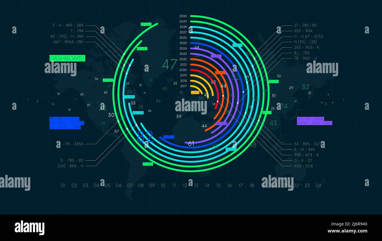 Resoconto economico grafico dei dati finanziari, visualizzazione futuristica del grafico statistico aziendale, background vettoriale tecnologico a colori Illustrazione Vettoriale