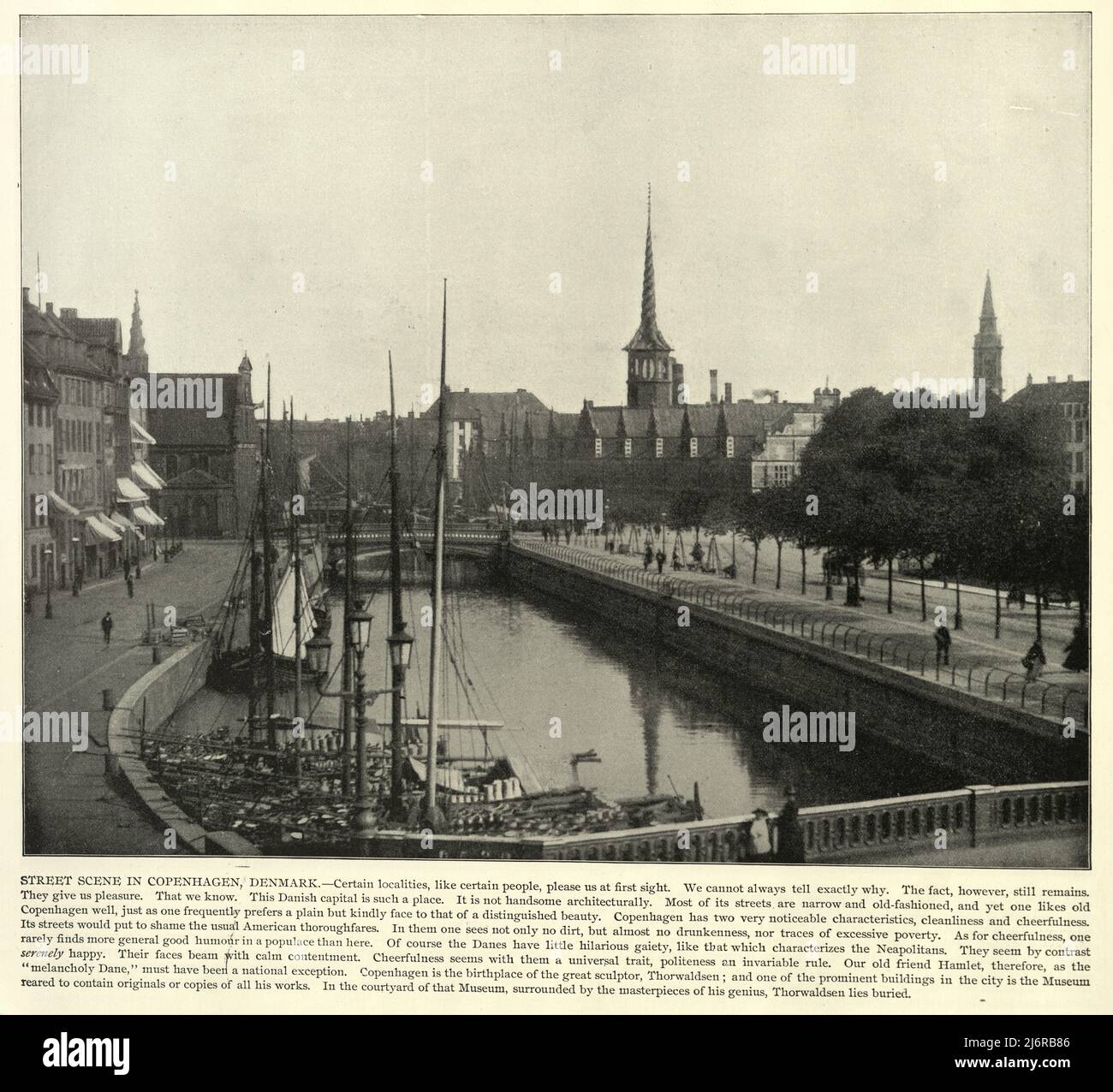 Antica fotografia d'epoca della scena di strada a Copenhagen, Danimarca, 19th secolo Foto Stock