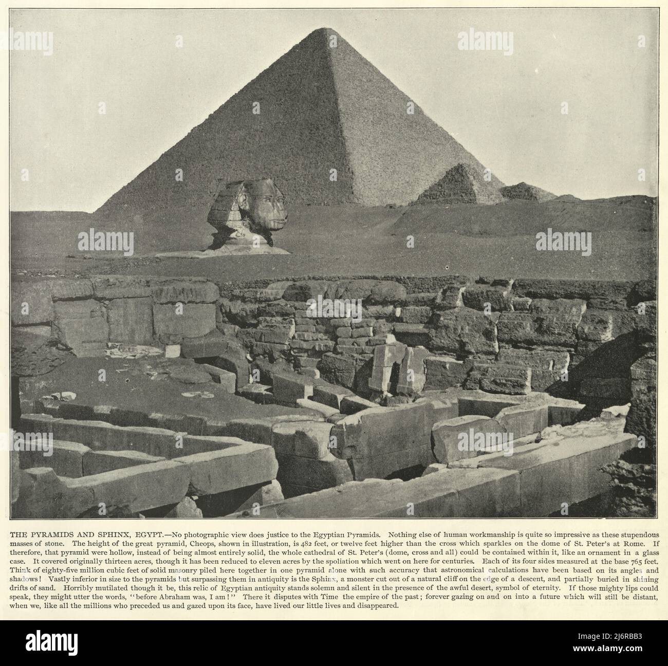 Antica fotografia di piramidi e sfinge, Egitto, 19th secolo Foto Stock