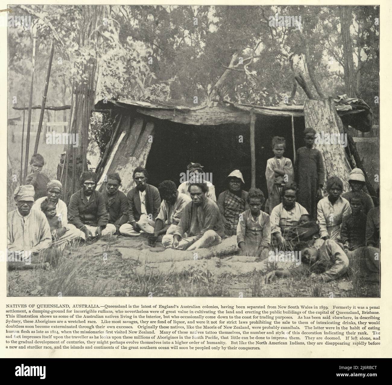 Antica fotografia di nativi aborigeni del Queensland, Australia, 19th secolo Foto Stock