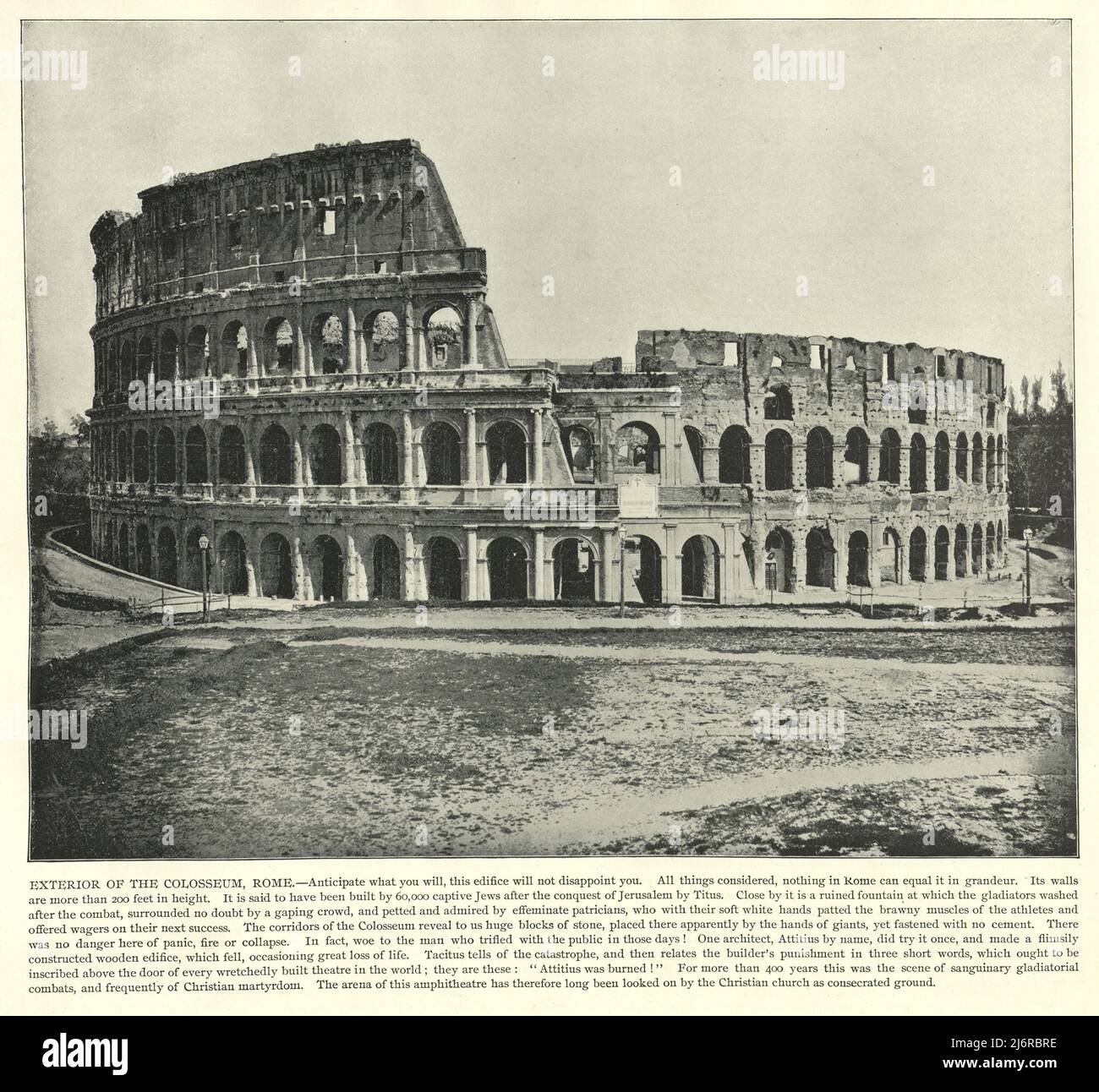 Foto d'epoca del Colosseo, Anfiteatro Flaviano, Roma, 19th secolo. Fu il più grande anfiteatro mai costruito all'epoca e tenne da 50.000 a 80.000 spettatori Foto Stock