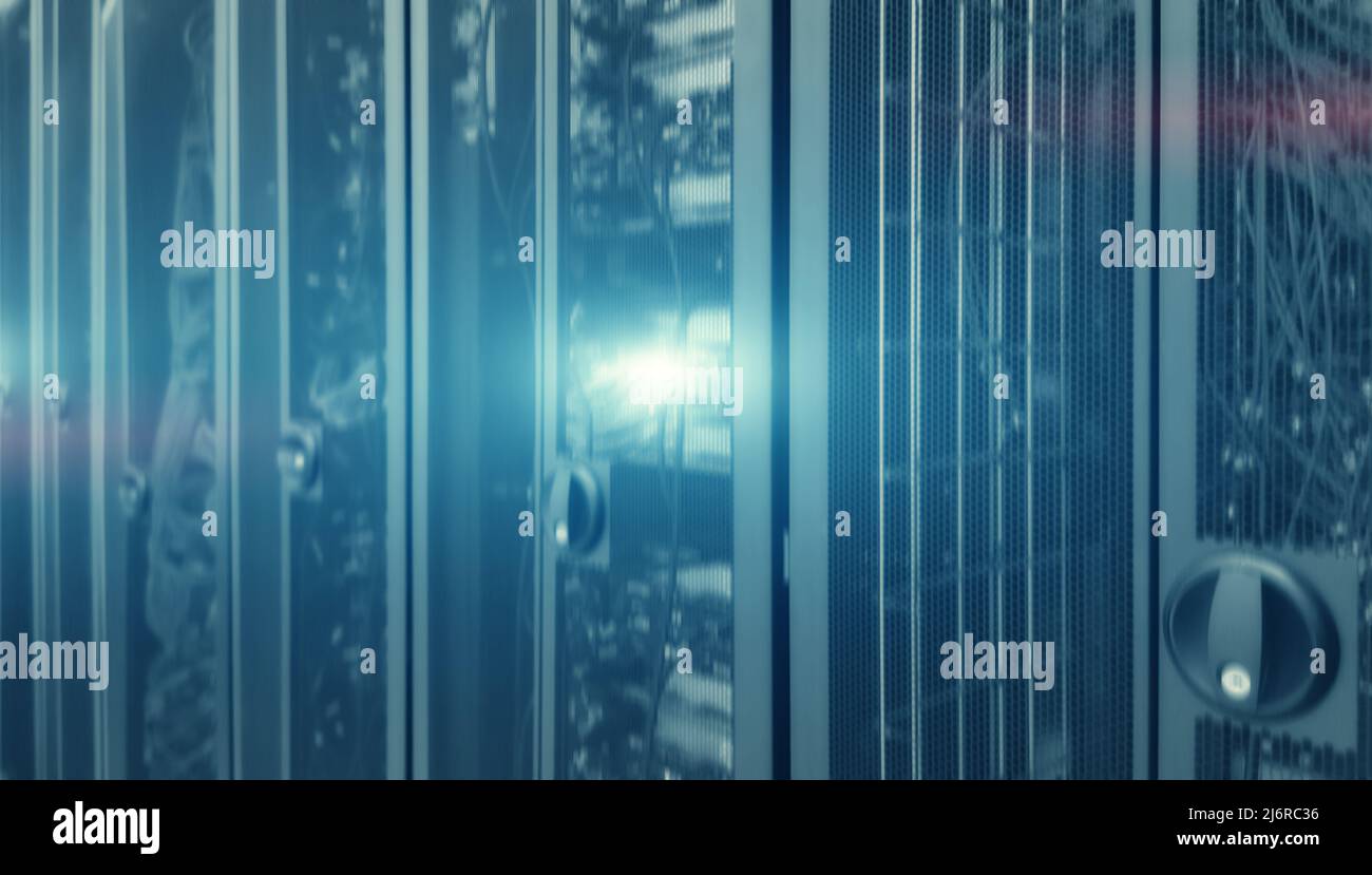 Cluster rack da 3D server in un data center Foto Stock