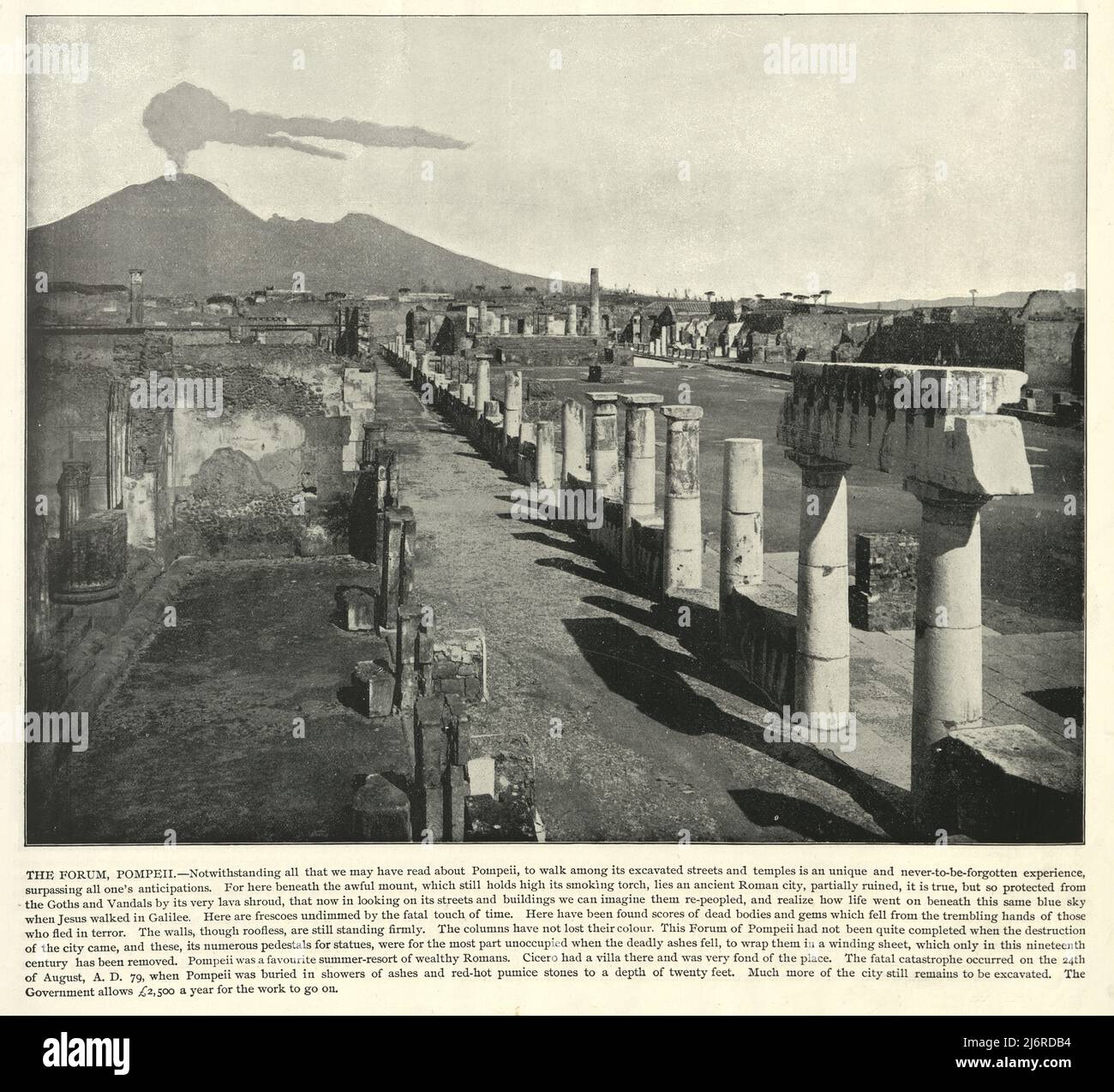 Antica fotografia delle rovine del Foro di Pompei, 19th secolo Foto Stock
