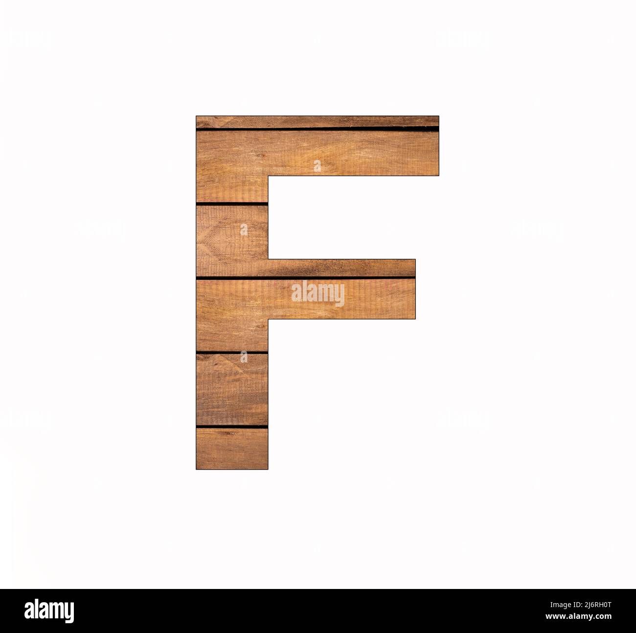 Lettera maiuscola F - tavole rustiche in legno con scanalature Foto Stock