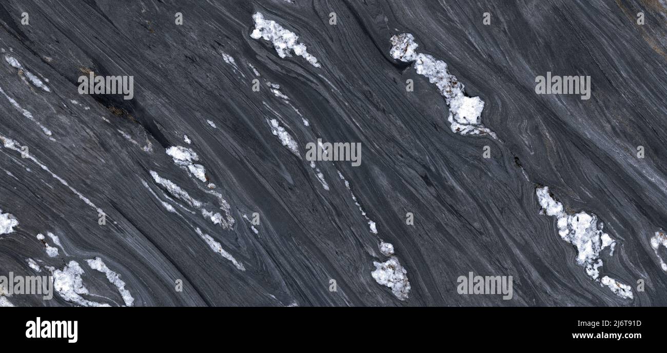 Marmo nero opaco con venature bianche, marmo lucido in marmo italiano naturale finitura marmo lucido per interni ed esterni Foto Stock