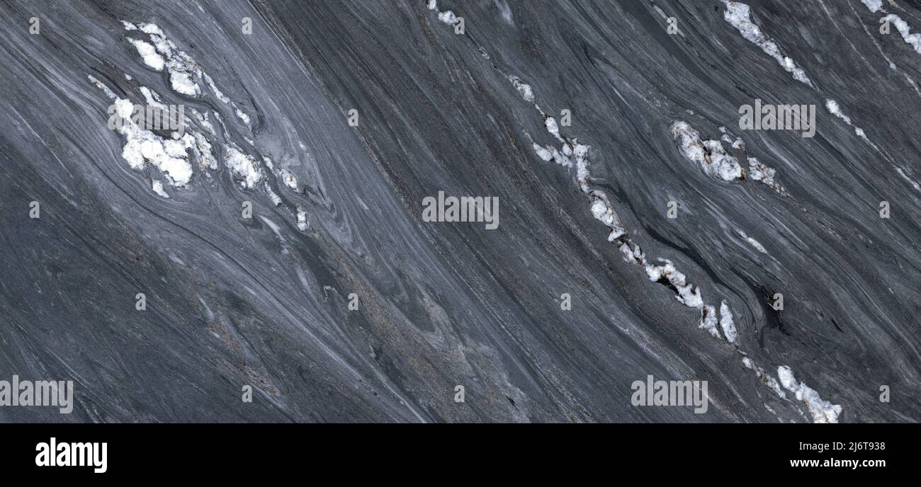 Marmo nero opaco con venature bianche, marmo lucido in marmo italiano naturale finitura marmo lucido per interni ed esterni Foto Stock