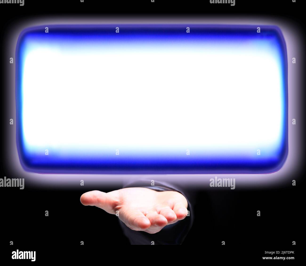 Tenere premuto un pulsante sullo schermo a sfioramento Foto Stock