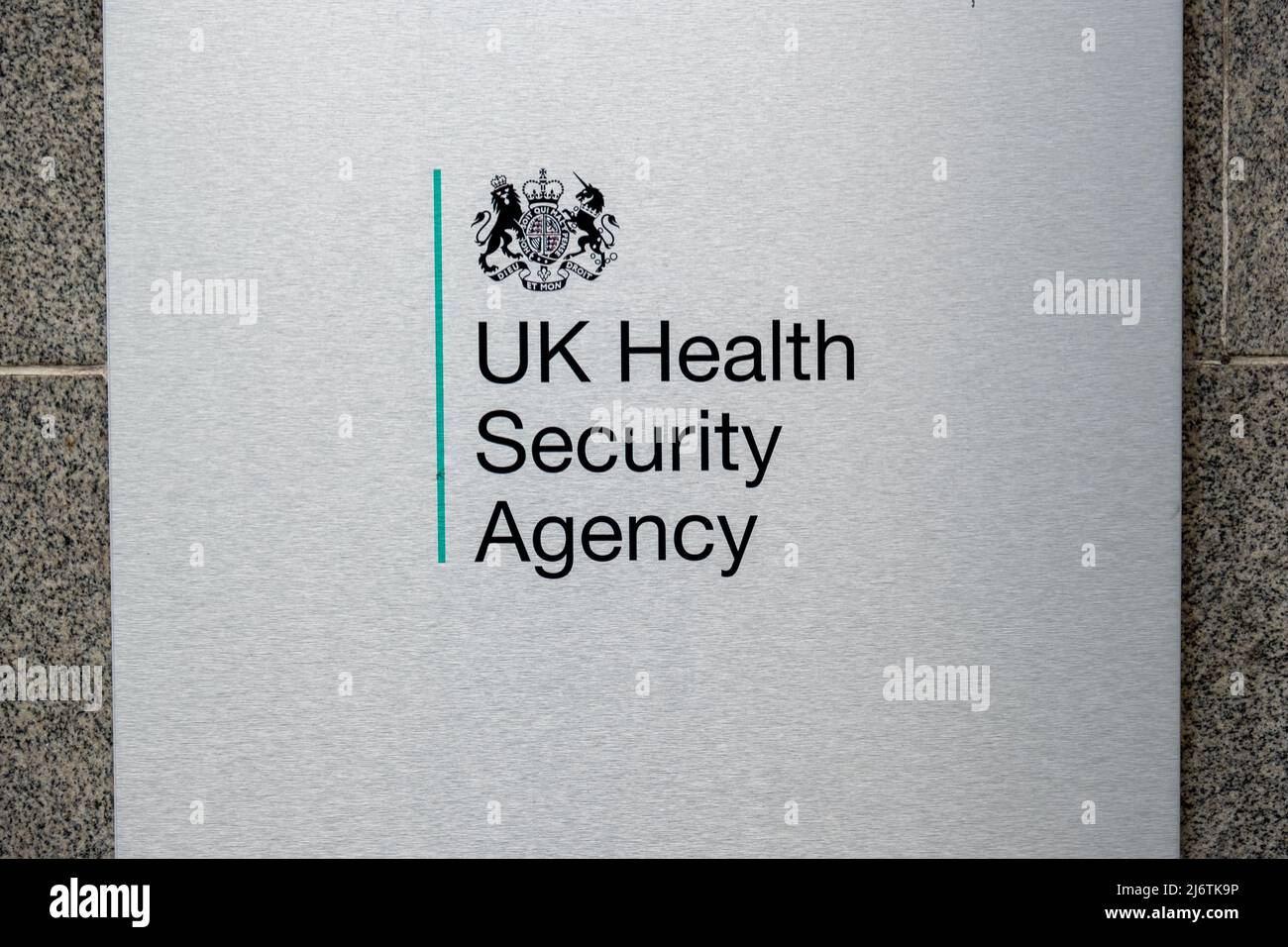 Londra - Maggio 2022: Agenzia per la sicurezza sanitaria del Regno Unito, un'agenzia governativa del Regno Unito responsabile della sicurezza sanitaria pubblica e della capacità di malattie infettive Foto Stock