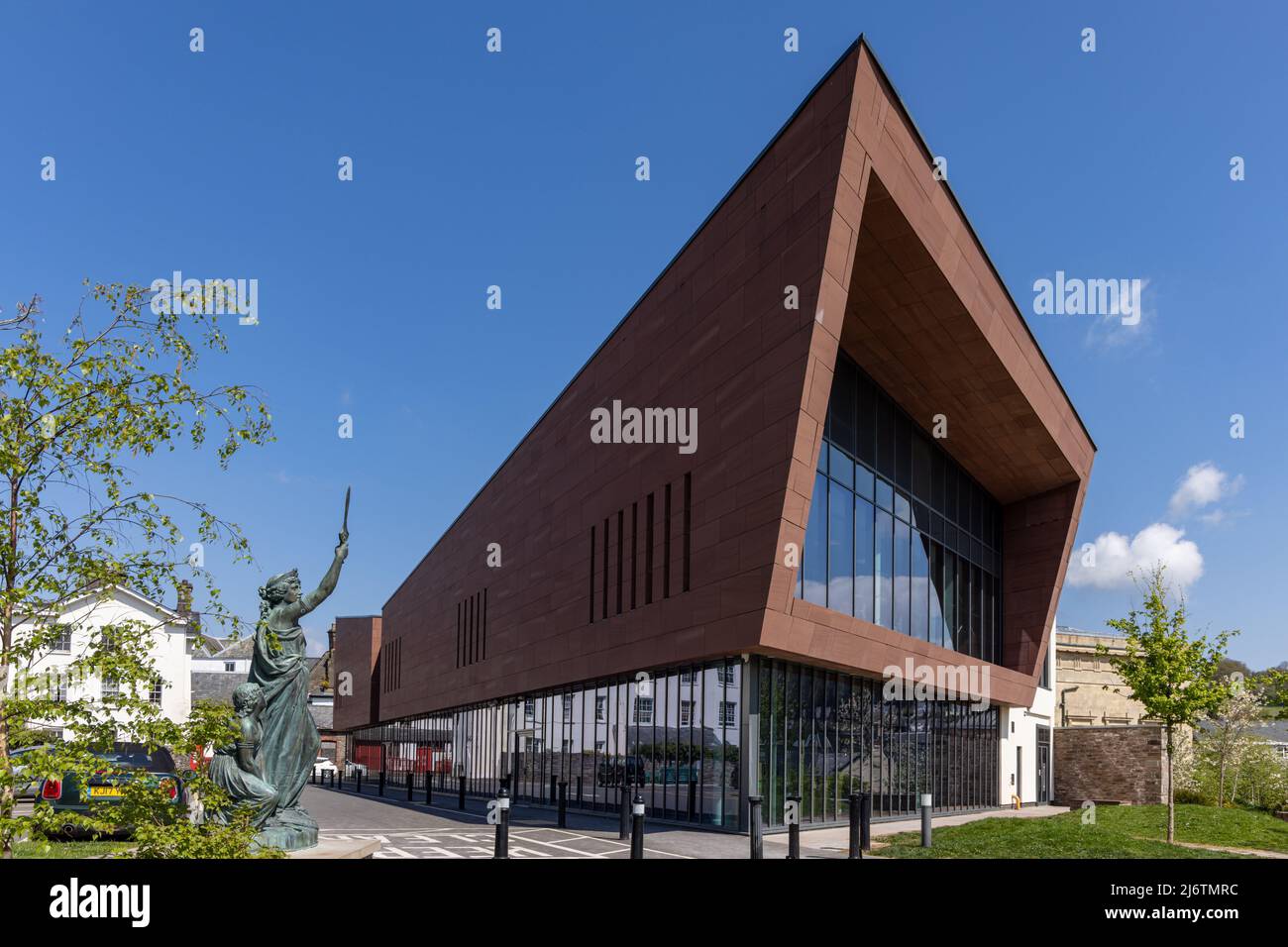 Biblioteca pubblica, Brecknock Museum & Art Gallery, Watton Gate, Brecon, Brecknockshire, Powys, Galles Foto Stock